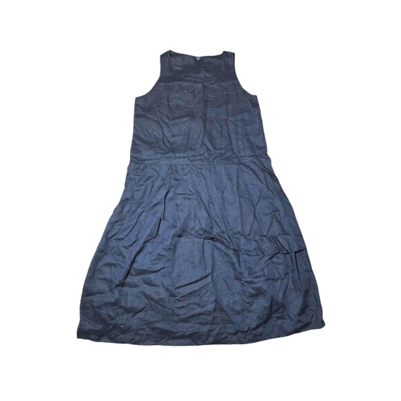 VIVID Women's Navy Blue Linen Maxi Dress Sleeveless Long Double Skirt Plus XXL - Picture 1 of 7